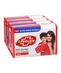 Lifebuoy Total Soap, 100% Stronger Germ Protection, New Silver Shield Formula | 125gx5